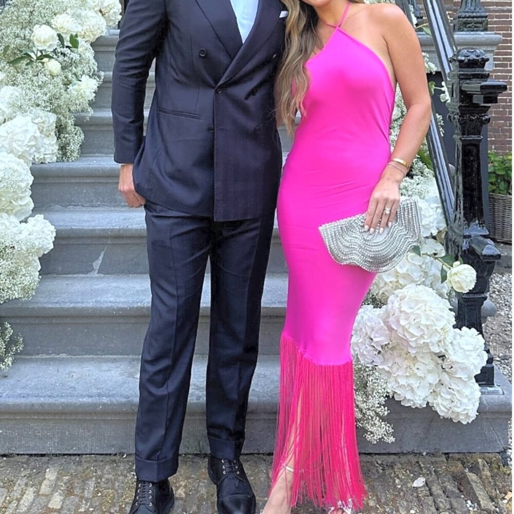 Camila Coelho Hot Pink One-Shoulder Fringe Maxi Dress - Picture 1 of 6